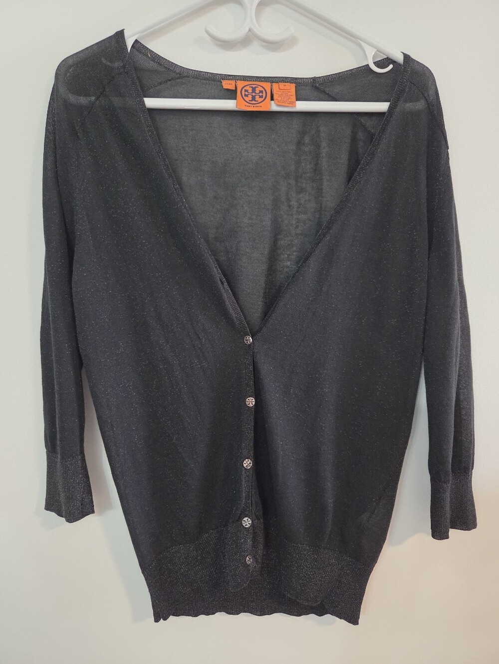 Tory Burch metallic shimmer "Melba" cardigan Sz M